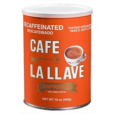 Cafe La Llave Espresso-Style DECAF Ground Coffee, 10 Ounce, 1 Can JAN