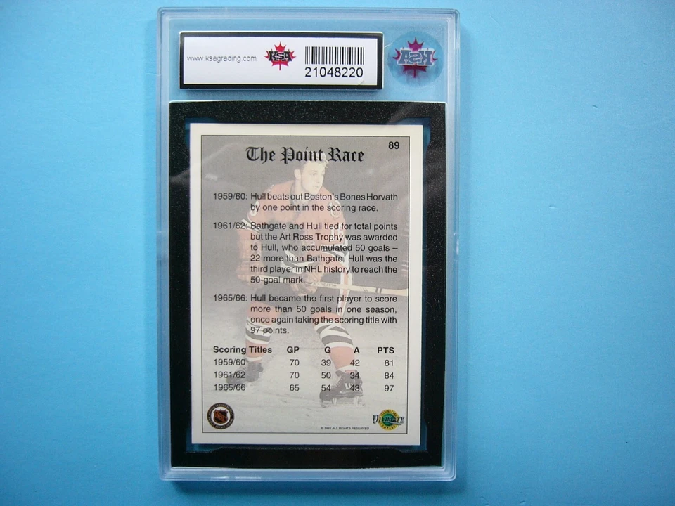 1992 1992/93 ULTIMATE NHL HOCKEY CARD #89 BOBBY HULL NM SHARP KSA AUTO AUTOGRAPH - Image 2 of 4