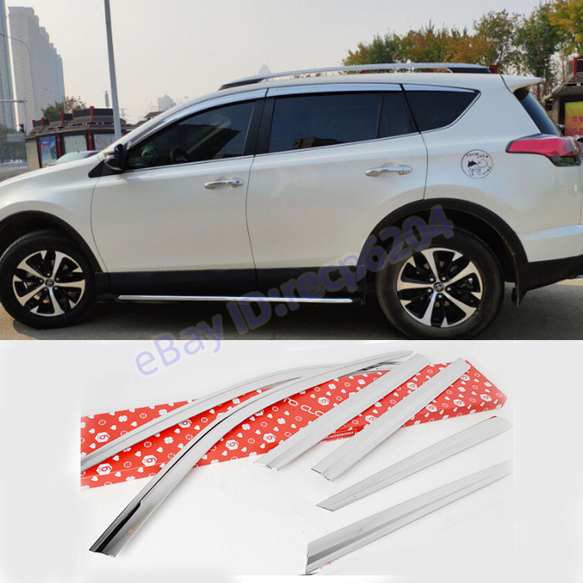 6pcs Chrome Window Visor Sun Rain Guard Vent Shade For Toyota RAV4 2013-2018