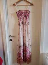 Pretty Boho Summer Maxi Dress Light Pink And Pink Floral Maxi Long Holiday Dress