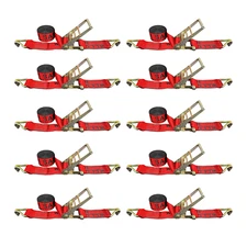 10 Pack Heavy Duty 4" x 30' Ratchet Tie Down Strap w/ J Hook WLL 5400 LBS RED