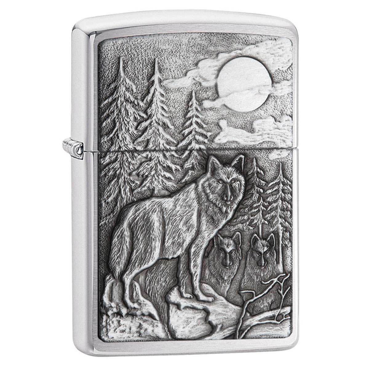 Zippo 20855 Classic Timberwolves Brushed Chrome Windproof