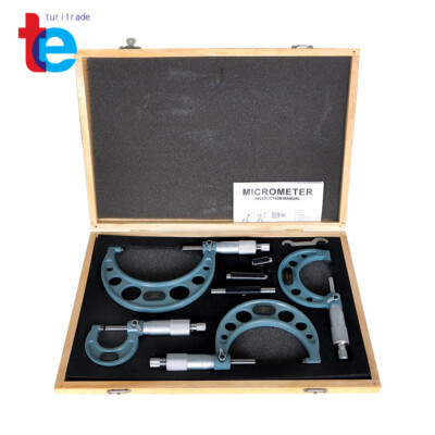0-4/0.0001'' Premium Outside Micrometer Set Machinist Tool Precision Carbide Tips