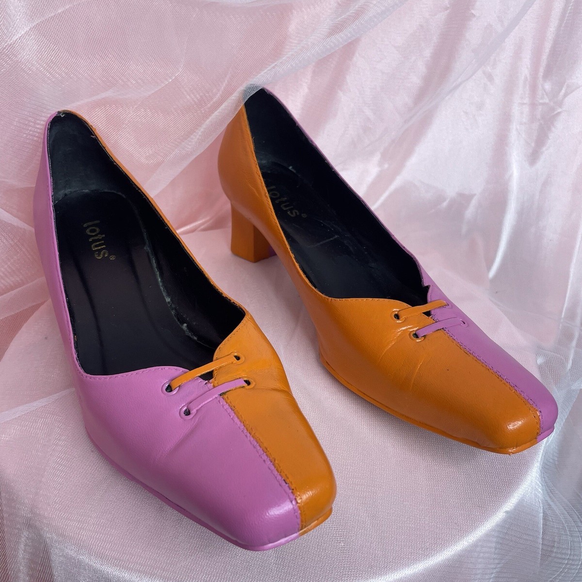 Pink Orange austin powers funky lotus vintage heels kawaii Size Uk Quirky  60s