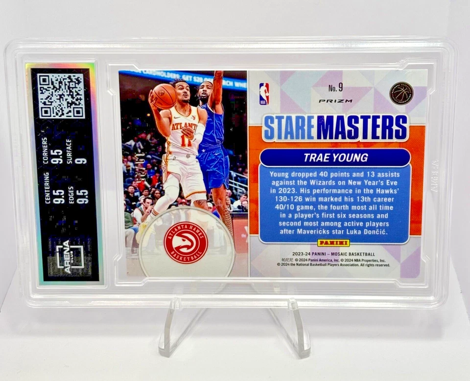 2023-24 Mosaic TRAE YOUNG Stare Masters White 19/25 #9 Hawks - Arena Club 9.5 - Image 2 of 3