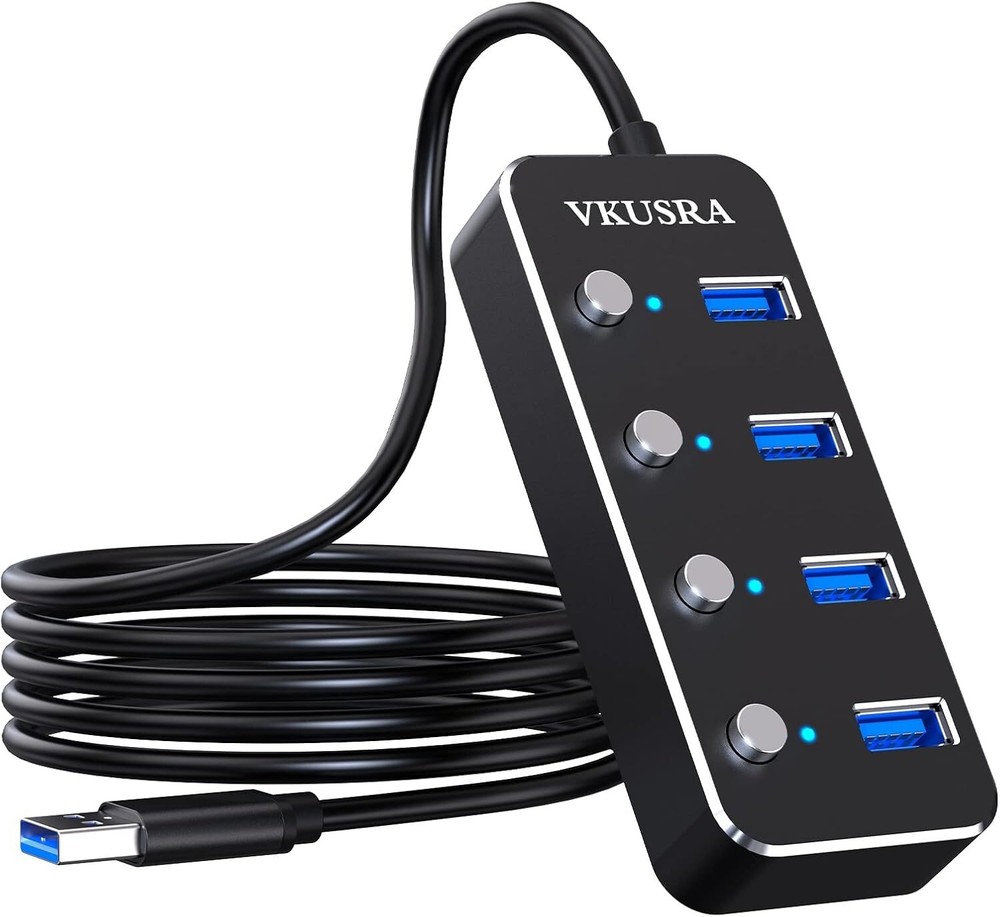4-Port USB 3.0 Hub with 4ft Cable & LED Indicators