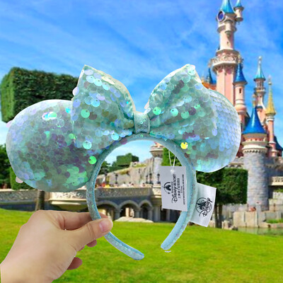 Disney-Parks Green Iridescent Sequin Minnie Mouse Ears Bow  display picture 2