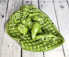 Vintage Belly Dancer Indian Lady 1940s Atlantic Mold Ashtray Ceramic Figurine