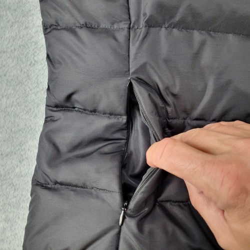 Talbots Puffer Vest Nylon/Polyester Removable Hood Faux Fur Black Women's Large - Picture 4 of 15