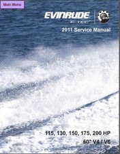 2011 Evinrude E-tec 115 130 150 175 200 HP Outboard Motor Service Manual CD