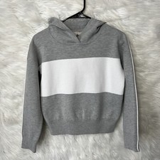 Athleta Embark Sweater Hoodie Gray  White Soft Cozy XS