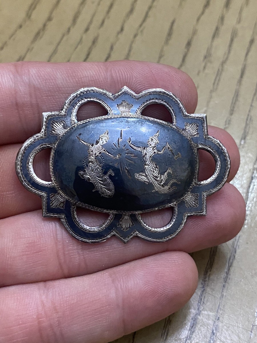 Thai Nakon Siam Designer Signed Black Inlay Sterling 925  display picture 3
