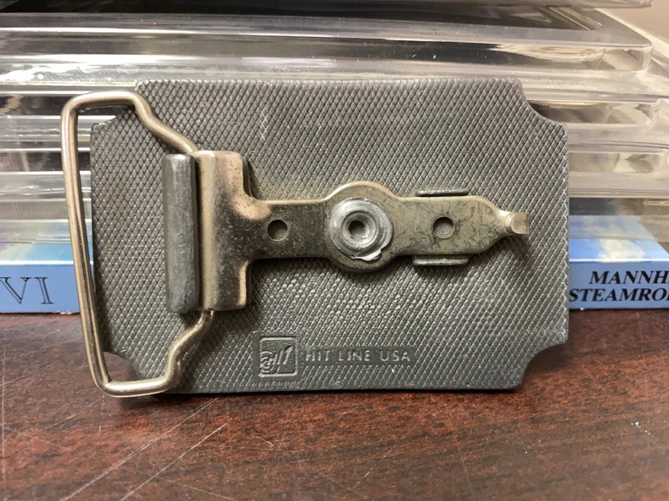 BONITA HEBILLA DE CINTURÓN DE PELTRE STAR POWER ON CBS RECORDS VINTAGE AÑOS 70 Hit Line EE. UU. tt Foto 2 de 2