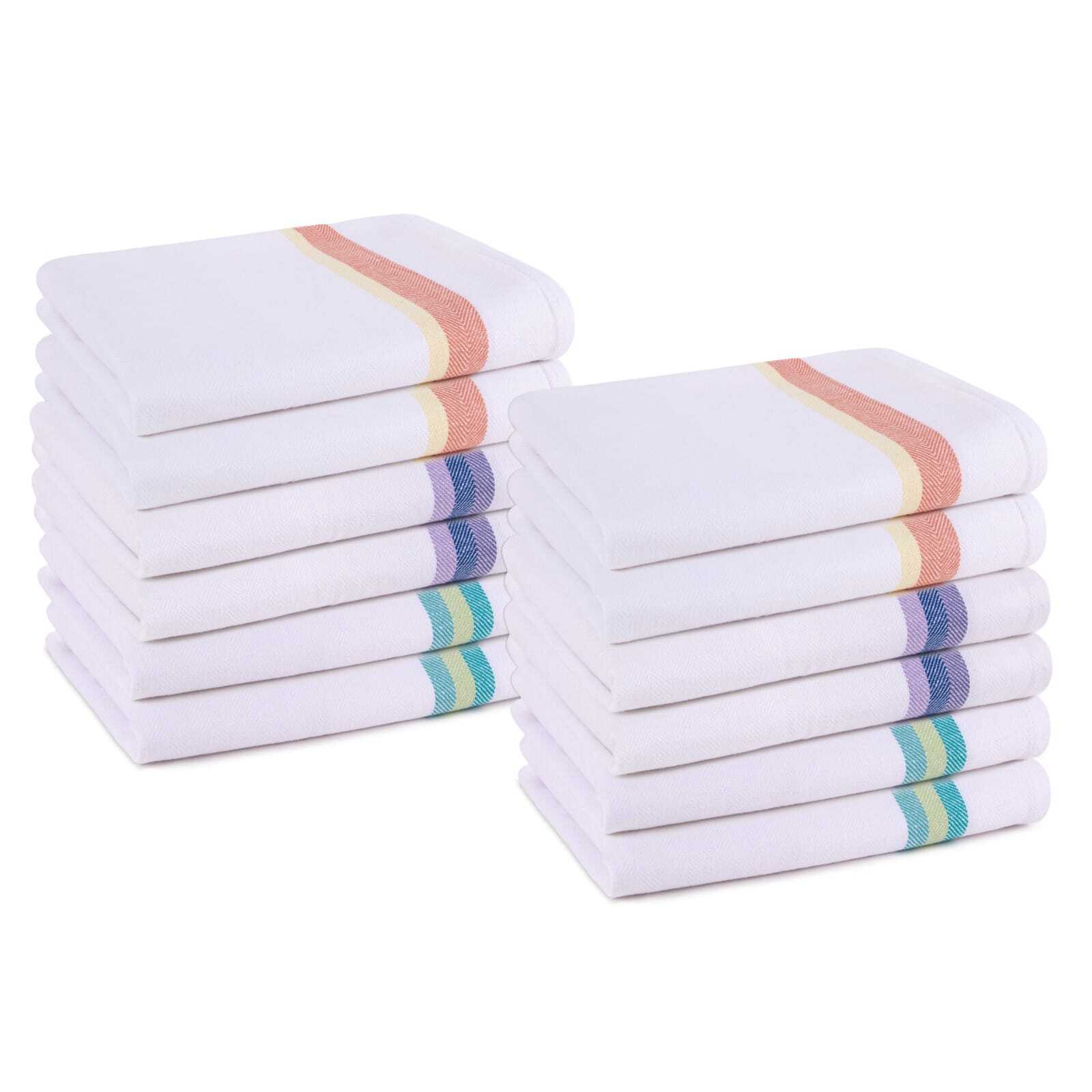 PACK OF 12 LARGE 100 COTTON DISH CLOTH TEA TOWEL DYED YARN KITCHEN