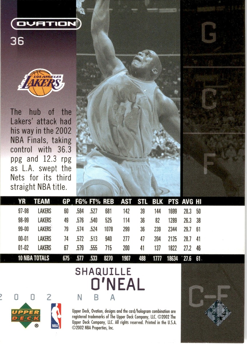 2002 Upper Deck Ovation #36 Shaquille O'Neal Great | eBay