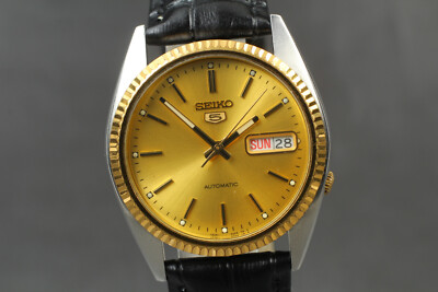 SEIKO 5 自動巻 7s26-0500 NEAR MINT] SEIKO 5 7S26-0500 Gold Dial Automatic Men's Watch From