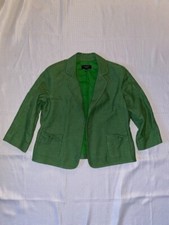 Talbots, Women's Blazer, Open Front, Cotton/ Linen, Green, Size 10.