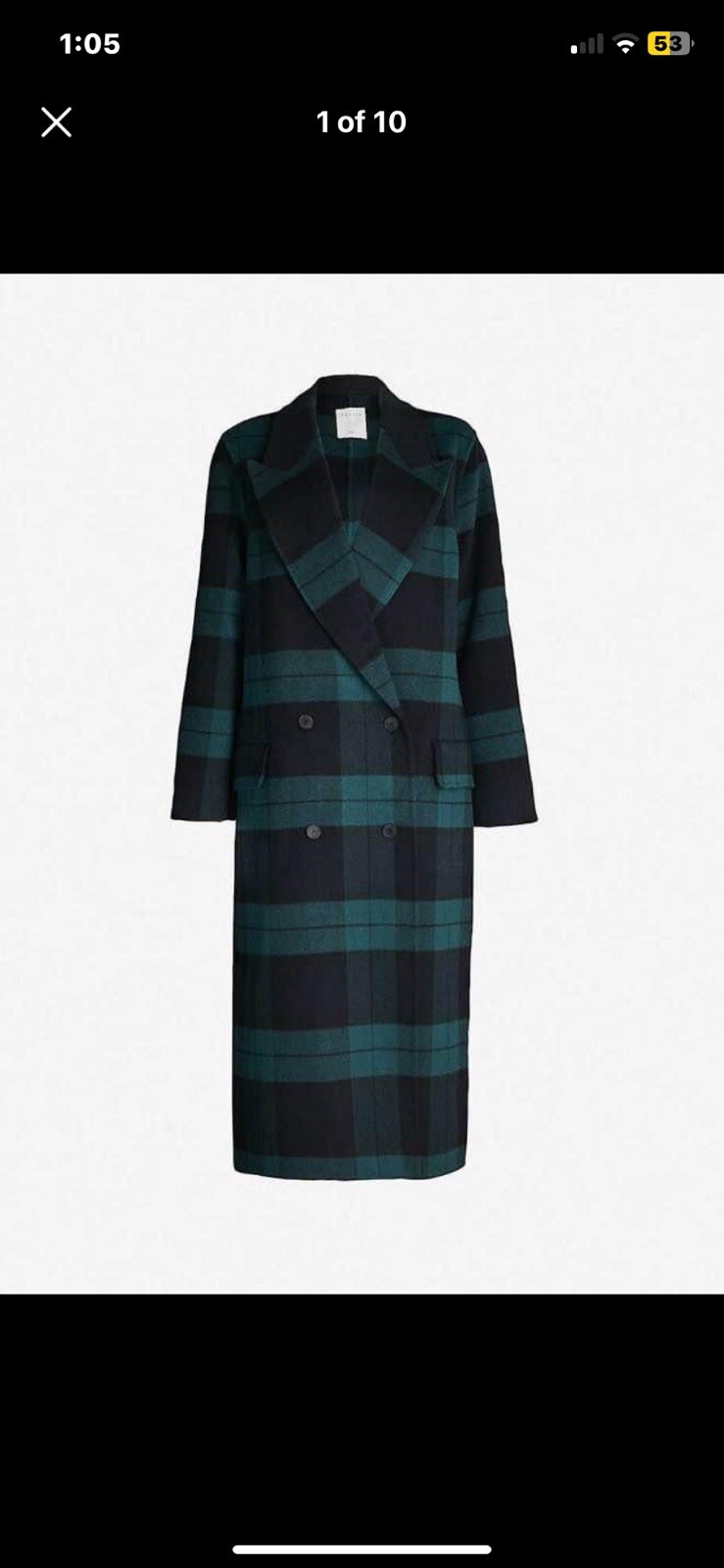 Sandro Paris Pensee tartan vert coat (BRAND NEW TAGGED, Size 36 medium womans)