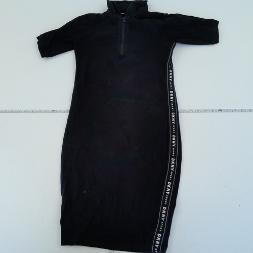 DKNY Dress Small Black 1/4 Zip Bodycon Midi Sport Sneaker Dress Mock Neck - 第 1/10 張圖片