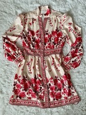 Women’s Floral Button Up Dress Large Temu SHEIN L Cream And Red