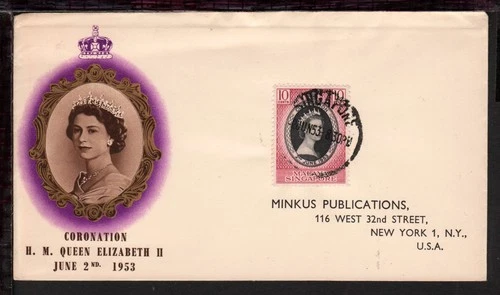 SINGAPORE 1953 Jun 2 QUEEN ELIZABETH II CORONATION ILLUSTRATED FIRST DAY COVER