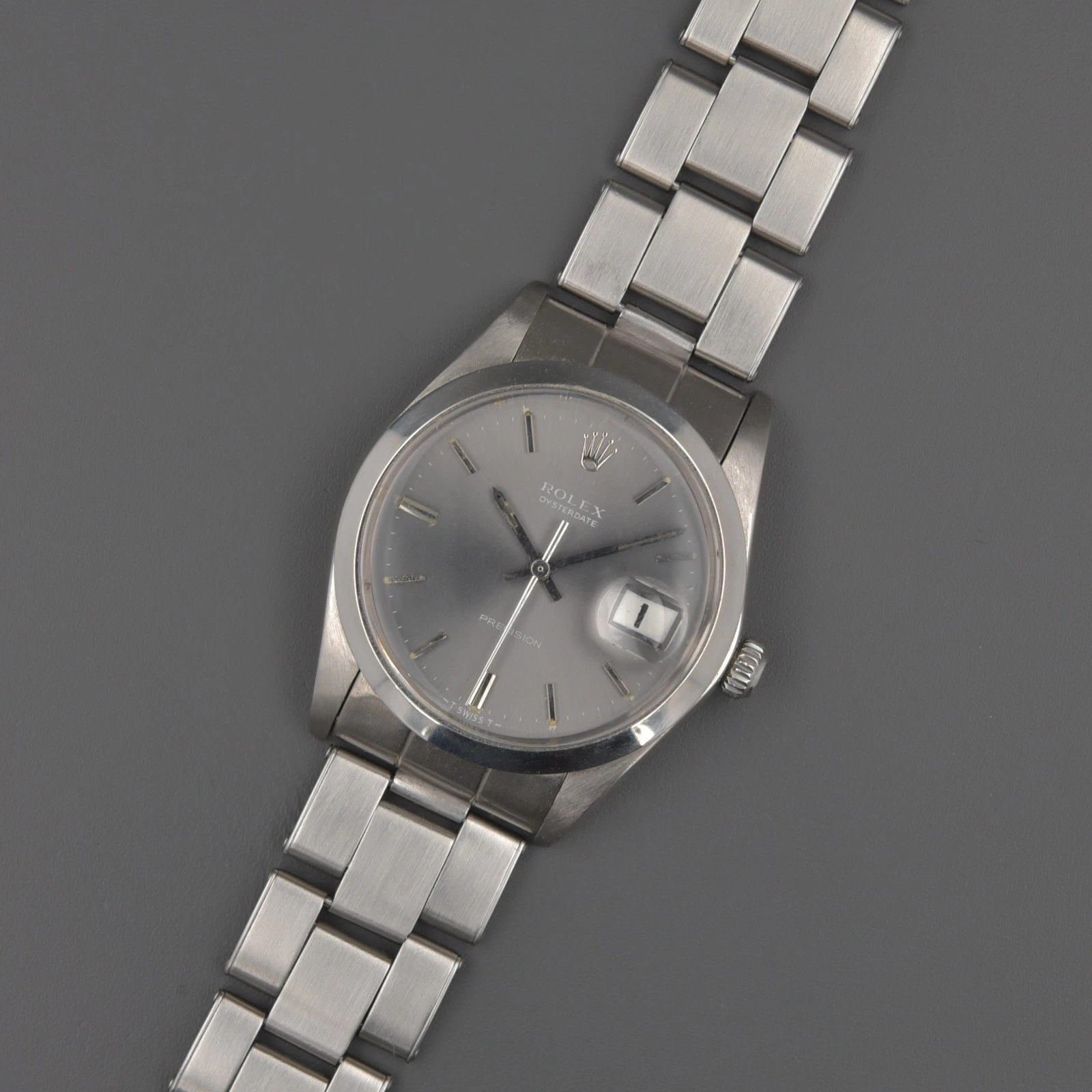 Rolex — Rolex Oysterdate Oyster Date 6694 34mm 1973 Grey Grey Tritium Perpetual Vintage