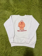 Vintage 80s Funny Humor Graphic Sweatshirt Size Medium White