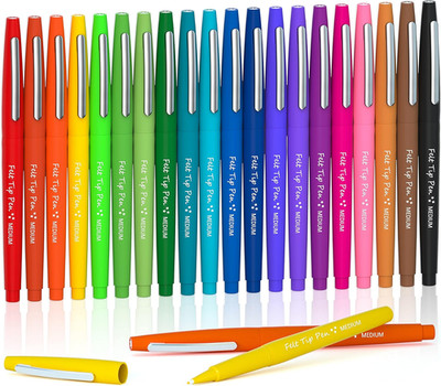 20 Colors Felt Tip Pens, Medium Point Assorted Colors Markers Pens for Journalin