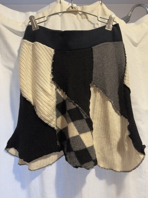 LookAtMe Eco Design Recycle Sweater Black White & Checkered Small Skirt Boho