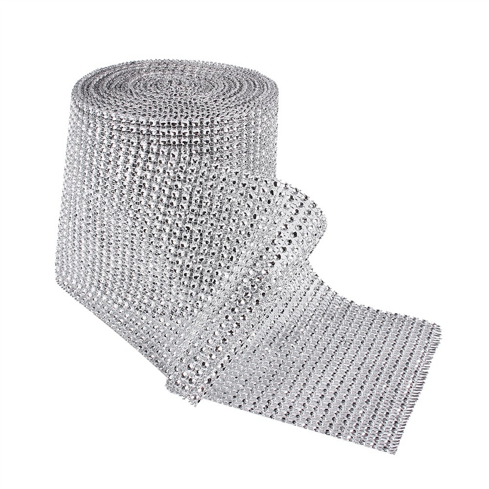 10 Yards Rhinestone Ribbon Elegant Sparkling Wrap For Weddings Silver