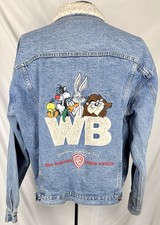 Vintage Warner Bros Studio Looney Tune Embroidered Denim Jean Jacket Size XXL