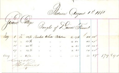 1881 Girard College Philadelphia Commercial Invoice Potato Supply Ledger