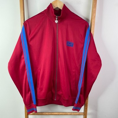Onitsuka Tiger Track Jacket Mens Large Red Full Zip Running Athleisure Outdoor