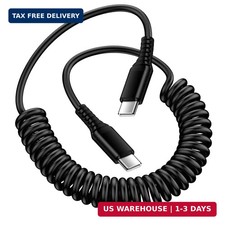 Android Auto USB C to USB C Cable 3FT Coiled Charger Cord for Car