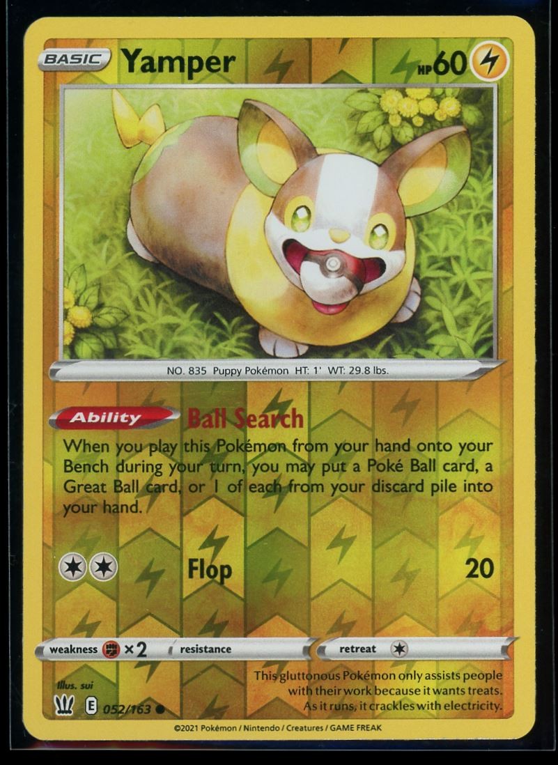 2021 Sword & Shield - Battle Styles Yamper Reverse Holo Pokemon Card #52