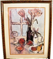 "A Still Life" by Joyce Combs Color Lithograph Framed Under glass framed 31x 24"