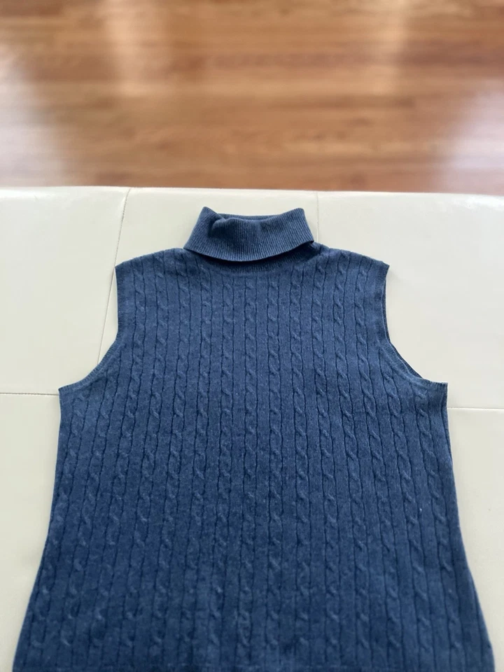 Chaleco Suéter Country Shop Cashmere Azul Tejido con Cable Talla Grande Foto 2 de 4