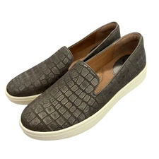 Sofft NWOB Somers Slip On Sneakers Croc Embossed Gray Size 7.5M Leather Comfort
