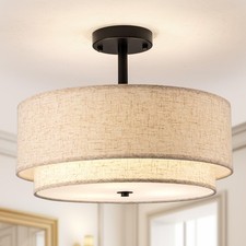 Boho Semi Flush Mount Ceiling Light, 16 Inch 3 Lights Ceiling Light Fixture