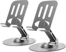 2PCS Metal Phone Stand Adjustable Foldable 360  Rotating Desk Holder