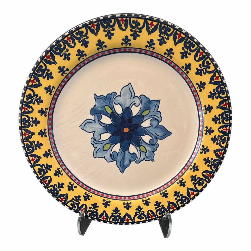 Williams-Sonoma Sicily White Blue Yellow Red Ornate Ceramic Replacement Plate - Image 2 of 3
