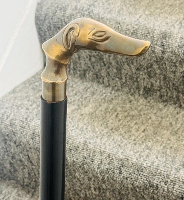Antique Style Solid Brass Dog Head Handle Wooden Victorian Walking Stick Handmad
