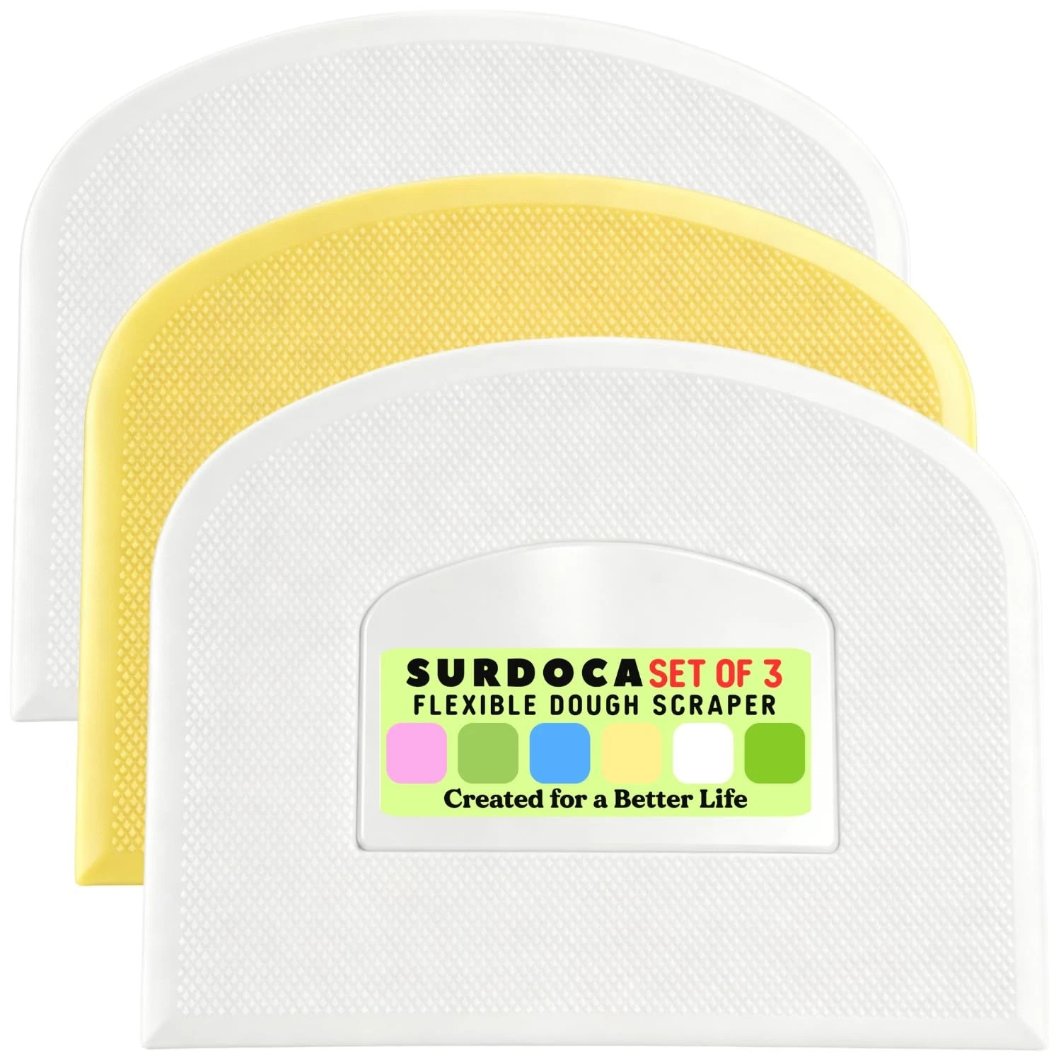 Dough Scraper Bench Scraper - 3P 9.5x6.1" Plastic Flexible Bowl Scraper, Shar...
Opens in a new wind