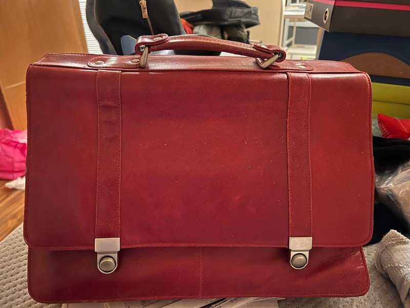 Women’s Men's Genuine Leather Burgundy Briefcase/Lawyer Briefcase 