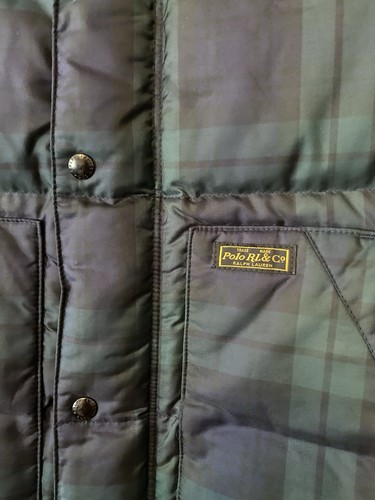 Polo Ralph Lauren Blue Tartan Plaid BLACKWATCH Down Feather Puffer Vest Medium - Picture 2 of 9