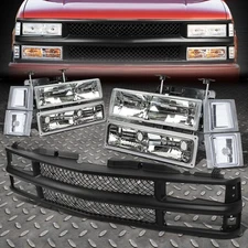 CHROME HOUSING HEADLIGHT+BUMPER+CORNER LIGHT+GRILL GUARD FOR 94-02 CHEVY C10 C/K