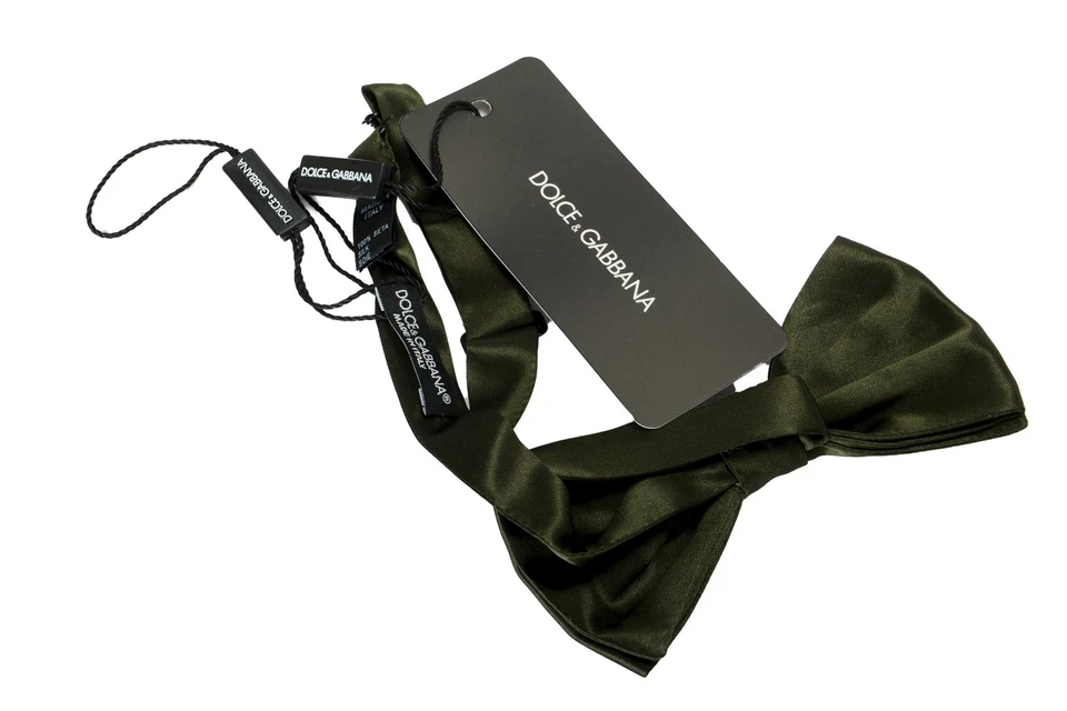 Pajarita Dolce & Gabbana verde bosque 100 % seda para hombre Foto 3 de 4