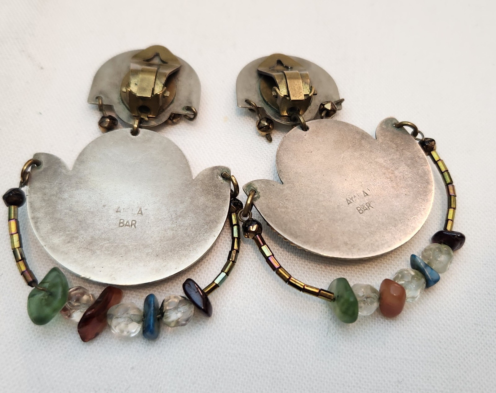 Signed AYALA BAR Silvertone Dangle Multicolor Bea… - image 5