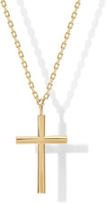 14K Gold Plated Cubic Zirconia Cross Pendant Necklaces for Women  Linear Bezel