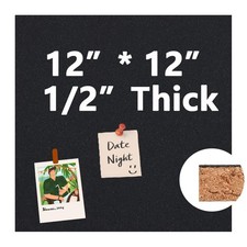 Cork Board 12x 12 Self-Adhesive Black Cork Board, 1/2 Thick Cork Boards, 1 Pa...